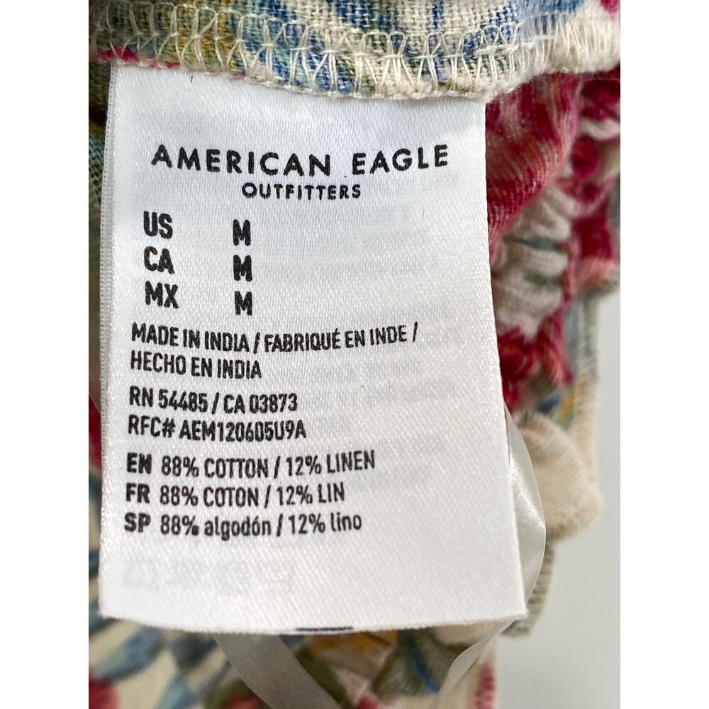 American Eagle Cotton Linen Floral‎ Cropped Off the Shoulder Floral Top Size M - Picture 7 of 9